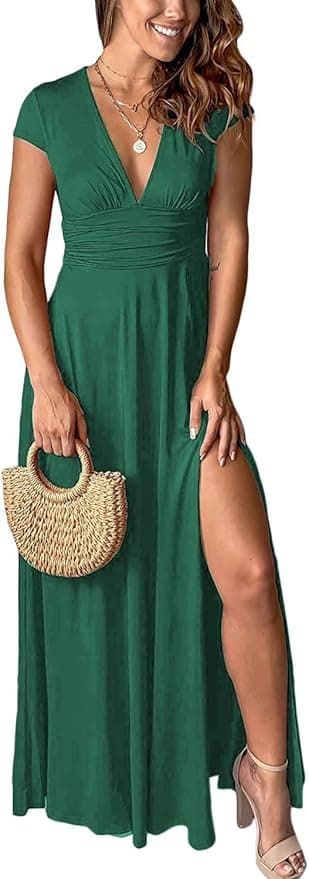 Robe de Soirée Col V Plissé