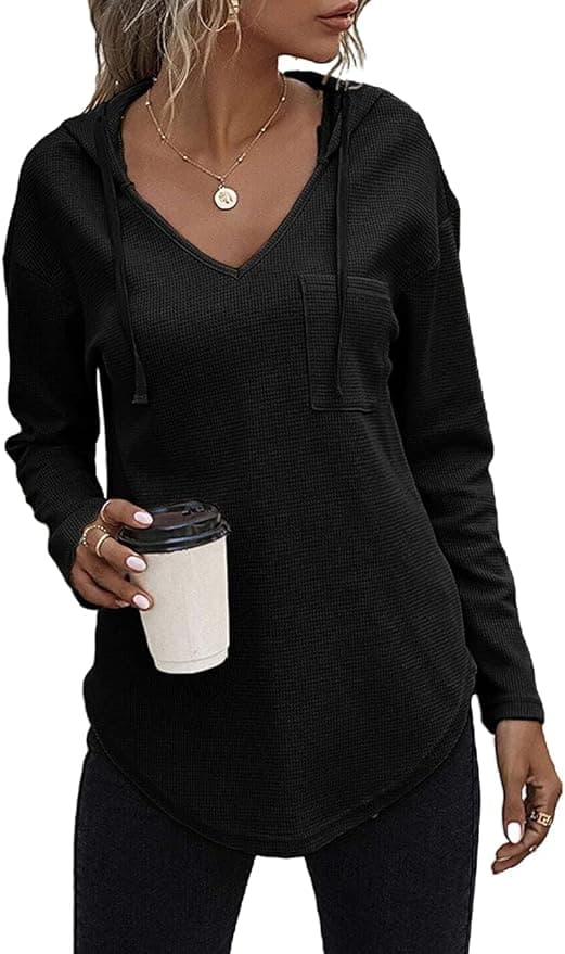 Sweat Capuche Col V